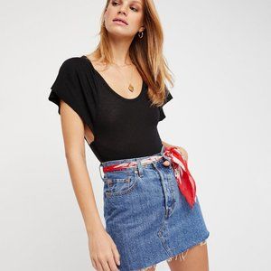Free People Black Byron Ribbed Bodysuit | Size M